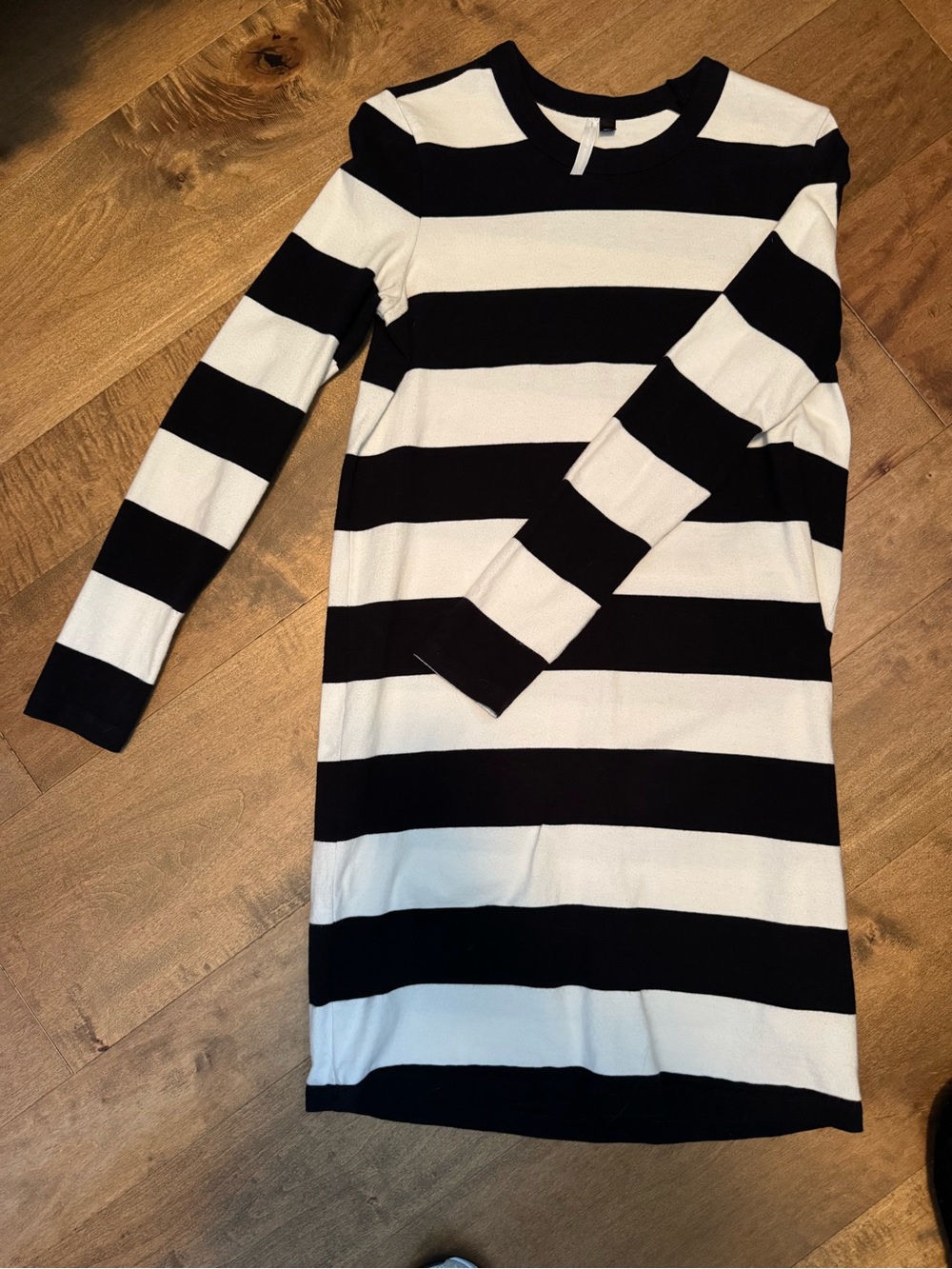 Topshop Black and White Striped Long Sleeve Dress